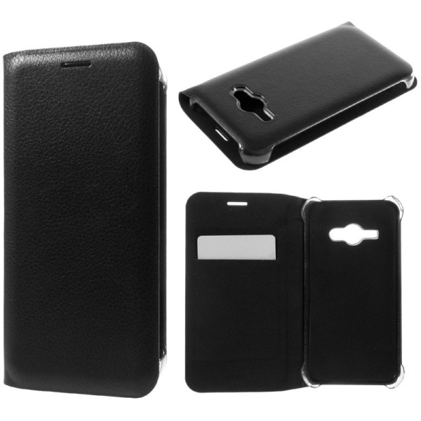 „Smart Wallet“ atverčiamas dėklas - juodas (Galaxy J1 Ace)