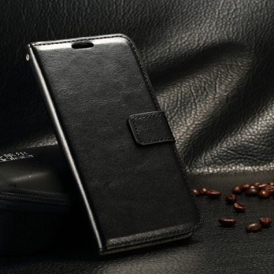 Samsung Galaxy J1 Ace (J110) atvēramais ādas melns maciņš (maks) / Vacins.lv