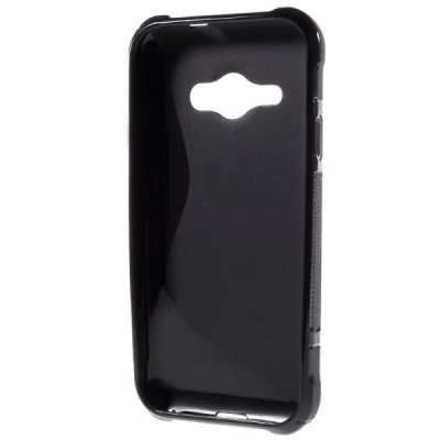 Samsung Galaxy J1 Ace (J110) juodas silikoninis dėklas (dėkliukas) bangelė / Priedai.lt