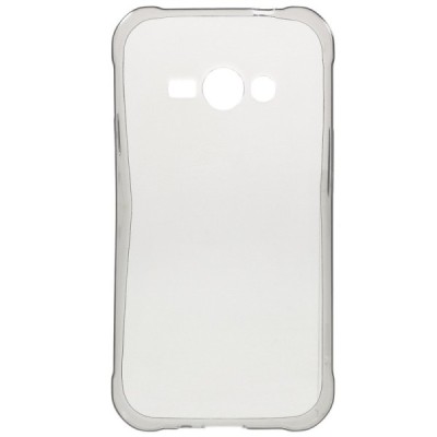 Samsung Galaxy J1 Ace (J110) skaidrus (permatomas) kieto silikono TPU ploniausias pasaulyje pilkas dėklas / Priedai.lt