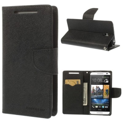 HTC Desire 610 Mercury atvērams melns maciņš (maks) / Vacins.lv