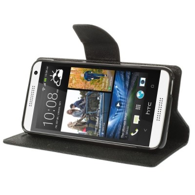 HTC Desire 610 Mercury atvērams melns maciņš (maks) / Vacins.lv