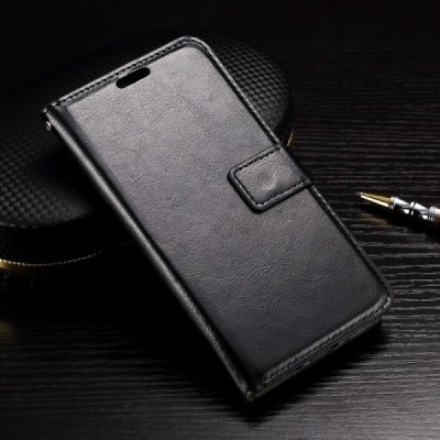 LG K10 (K420N) atvēramais ādas melns maciņš (maks) / Vacins.lv