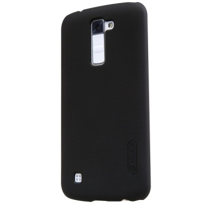 LG K10 (K420N) Nillkin Frosted Shield melns plastmasas apvalks + ekrāna aizsargplēve / Vacins.lv