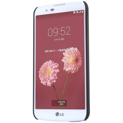 LG K10 (K420N) Nillkin Frosted Shield melns plastmasas apvalks + ekrāna aizsargplēve / Vacins.lv