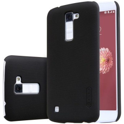 LG K10 (K420N) Nillkin Frosted Shield melns plastmasas apvalks + ekrāna aizsargplēve / Vacins.lv