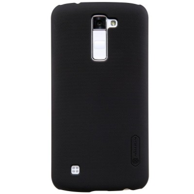 LG K10 (K420N) Nillkin Frosted Shield melns plastmasas apvalks + ekrāna aizsargplēve / Vacins.lv