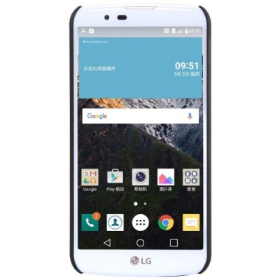 LG K10 (K420N) Nillkin Frosted Shield melns plastmasas apvalks + ekrāna aizsargplēve / Vacins.lv