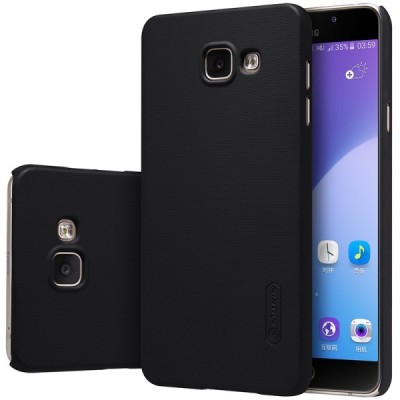 Samsung Galaxy A7 2016 (A710) Nillkin Frosted Shield juodas plastikinis dėklas + apsauginė ekrano plėvelė / Priedai.lt