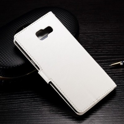 Samsung Galaxy A7 2016 (A710) atverčiamas baltas odinis dėklas - piniginė / Priedai.lt