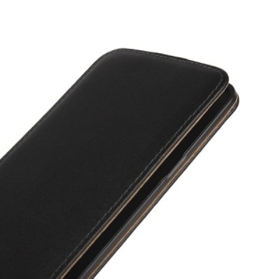 Samsung Galaxy A7 2016 (A710) klasisks ādas vertikāli atvēramais melns maciņš / Vacins.lv