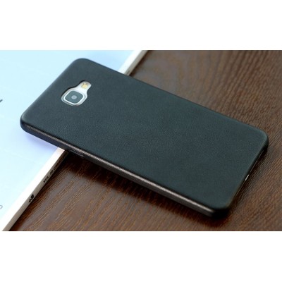 Samsung Galaxy A7 2016 (A710) „Rock“ Slim Leather melns ādas apvalks / Vacins.lv