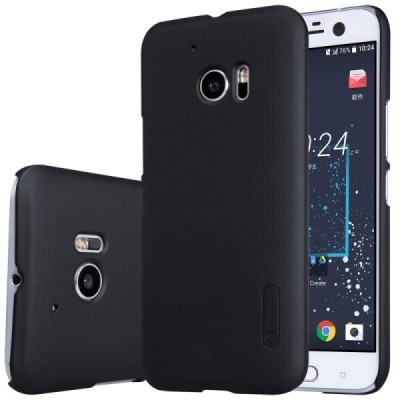 HTC 10 (Lifestyle) Nillkin Frosted Shield juodas plastikinis dėklas + apsauginė ekrano plėvelė / Priedai.lt