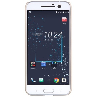 HTC 10 (Lifestyle) Nillkin Frosted Shield auksinis plastikinis dėklas + apsauginė ekrano plėvelė / Priedai.lt