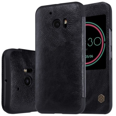 Prabangus „Nillkin“ Qin serijos juodas odinis atverčiamas HTC 10 (Lifestyle) dėklas / Priedai.lt