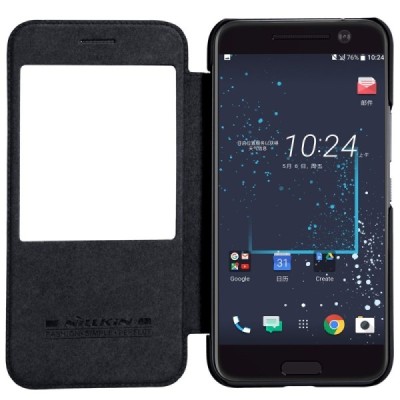 Prabangus „Nillkin“ Qin serijos juodas odinis atverčiamas HTC 10 (Lifestyle) dėklas / Priedai.lt