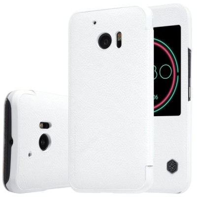 Prabangus „Nillkin“ Qin serijos baltas odinis atverčiamas HTC 10 (Lifestyle) dėklas / Priedai.lt