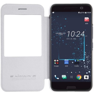 Prabangus „Nillkin“ Qin serijos baltas odinis atverčiamas HTC 10 (Lifestyle) dėklas / Priedai.lt