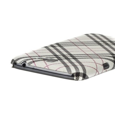 Samsung Galaxy Note 2 N7100 Burberry stiliaus pilkas dėklas (dėkliukas, nugarėlė) / Priedai.lt