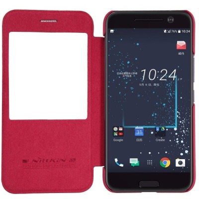 Prabangus „Nillkin“ Qin serijos raudonas odinis atverčiamas HTC 10 (Lifestyle) dėklas / Priedai.lt