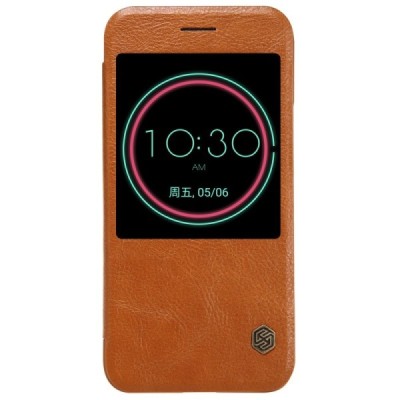 Prabangus „Nillkin“ Qin serijos rudas odinis atverčiamas HTC 10 (Lifestyle) dėklas / Priedai.lt