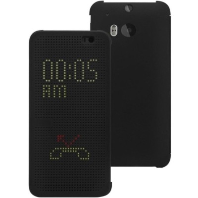 HTC One M8 (HTC One M8s) Smart Dot View atvērams melns maciņš - maks / Vacins.lv