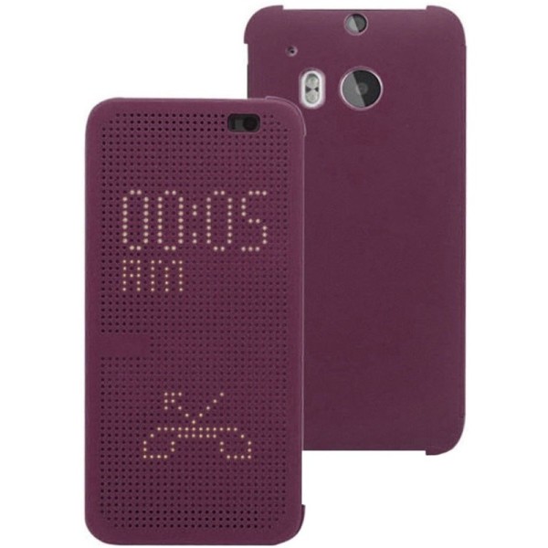 Atvērams „Dot View“ maciņš - bordo (One M8 / One M8s)