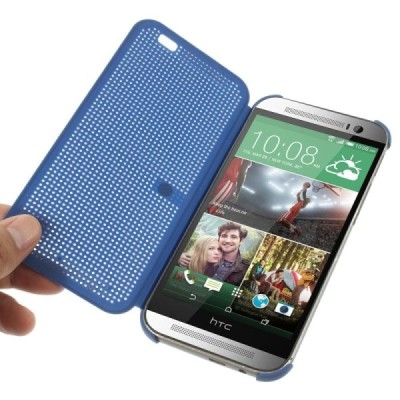 HTC One M8 (HTC One M8s) Smart Dot View atvērams zils maciņš - maks / Vacins.lv