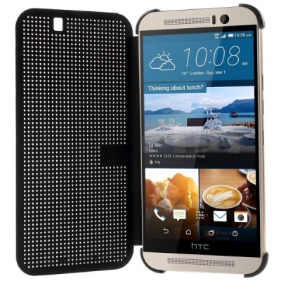 HTC One M9 Smart Dot View atvērams melns maciņš - maks / Vacins.lv