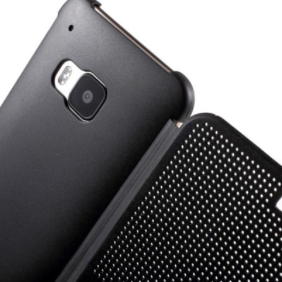 HTC One M9 Smart Dot View atvērams melns maciņš - maks / Vacins.lv