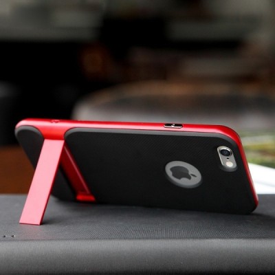 „Rock“ Royce Kickstand pastiprinātas aizsardzības melns apmales sarkanā krāsā Apple iPhone 6 Plus (6s Plus) apvalks / Vacins.lv