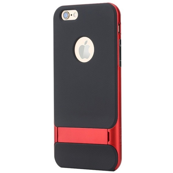 „Rock“ Royce Kickstand apvalks - melns apmales sarkanā krāsā (iPhone 6 / 6s)