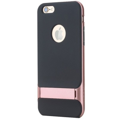 „Rock“ Royce Kickstand pastiprinātas aizsardzības melns apmales rozā krāsā Apple iPhone 6 (6s) apvalks / Vacins.lv