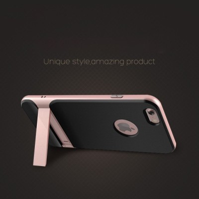 „Rock“ Royce Kickstand pastiprinātas aizsardzības melns apmales rozā krāsā Apple iPhone 6 (6s) apvalks / Vacins.lv