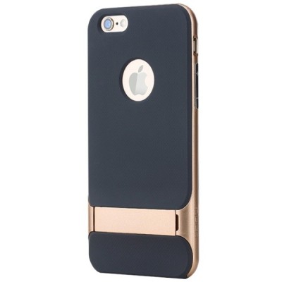 „Rock“ Royce Kickstand sustiprintos apsaugos Apple iPhone 6 (6s) juodas aukso spalvos apvadais kieto silikono (TPU) ir plastiko 