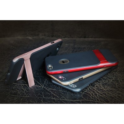„Rock“ Royce Kickstand sustiprintos apsaugos Apple iPhone 6 (6s) juodas aukso spalvos apvadais kieto silikono (TPU) ir plastiko 