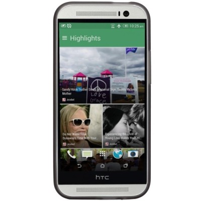 HTC One M8 Cieta silikona TPU futrālis - pelēks + ekrāna aizsargplēve / Vacins.lv