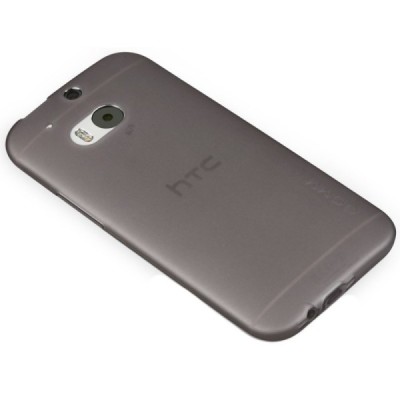 HTC One M8 Cieta silikona TPU futrālis - pelēks + ekrāna aizsargplēve / Vacins.lv