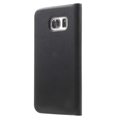 Samsung Galaxy S7 Edge (G935) atvēramais maciņš ar lodziņu - melns / Vacins.lv