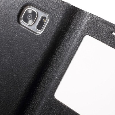 Samsung Galaxy S7 Edge (G935) atvēramais maciņš ar lodziņu - melns / Vacins.lv