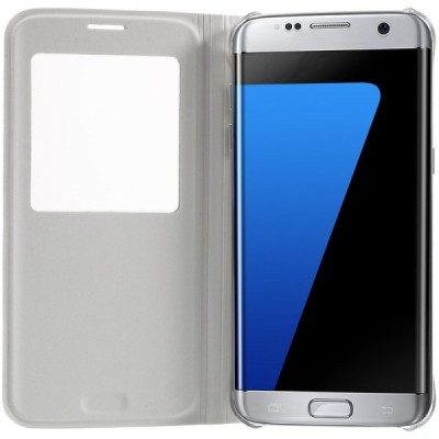 Samsung Galaxy S7 Edge (G935) atvēramais maciņš ar lodziņu - balts / Vacins.lv