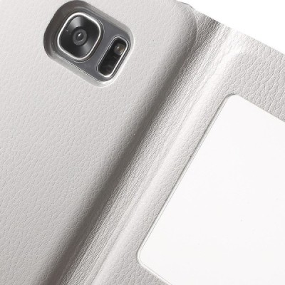 Samsung Galaxy S7 Edge (G935) atvēramais maciņš ar lodziņu - balts / Vacins.lv