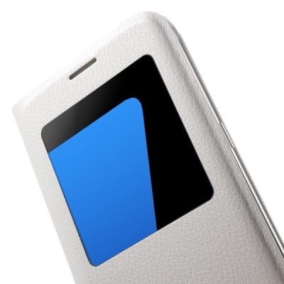 Samsung Galaxy S7 Edge (G935) atvēramais maciņš ar lodziņu - balts / Vacins.lv