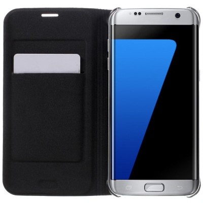 Samsung Galaxy S7 Edge (G935) melns atvēramais Smart Wallet ādas maciņš - maks / Vacins.lv