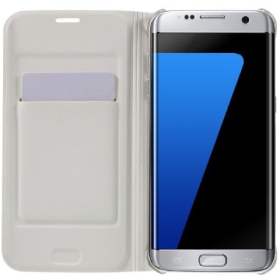 Samsung Galaxy S7 Edge (G935) balts atvēramais Smart Wallet ādas maciņš - maks / Vacins.lv