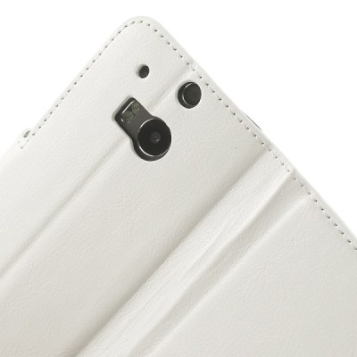 HTC One M8 atvēramais balts ādas futrālis - maciņš / Vacins.lv