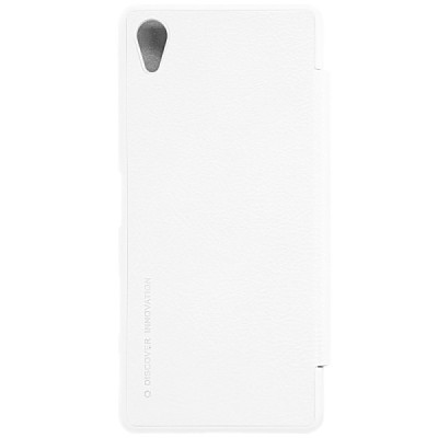 Prabangus „Nillkin“ Qin serijos baltas odinis atverčiamas Sony Xperia X (F5121, F5122) dėklas / Priedai.lt