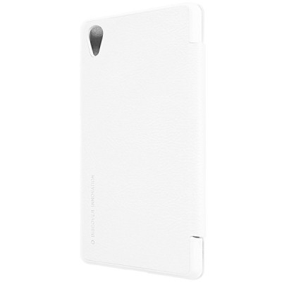 Prabangus „Nillkin“ Qin serijos baltas odinis atverčiamas Sony Xperia X (F5121, F5122) dėklas / Priedai.lt