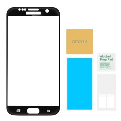Samsung Galaxy S7 (G930) „Amorus“ 9H Tempered Glass sustiprintos apsaugos juodas pilnai dengiantis apsauginis ekrano stiklas 0,2