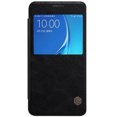 Greznais „Nillkin“ Qin sērijas ādas atvērams melns Samsung Galaxy J5 2016 (J510) maciņš / Vacins.lv